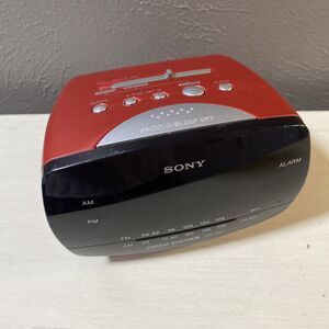 Vintage Sony Dream Machine AM/FM Alarm Clock Radio Red Model ICF-C111 Tested